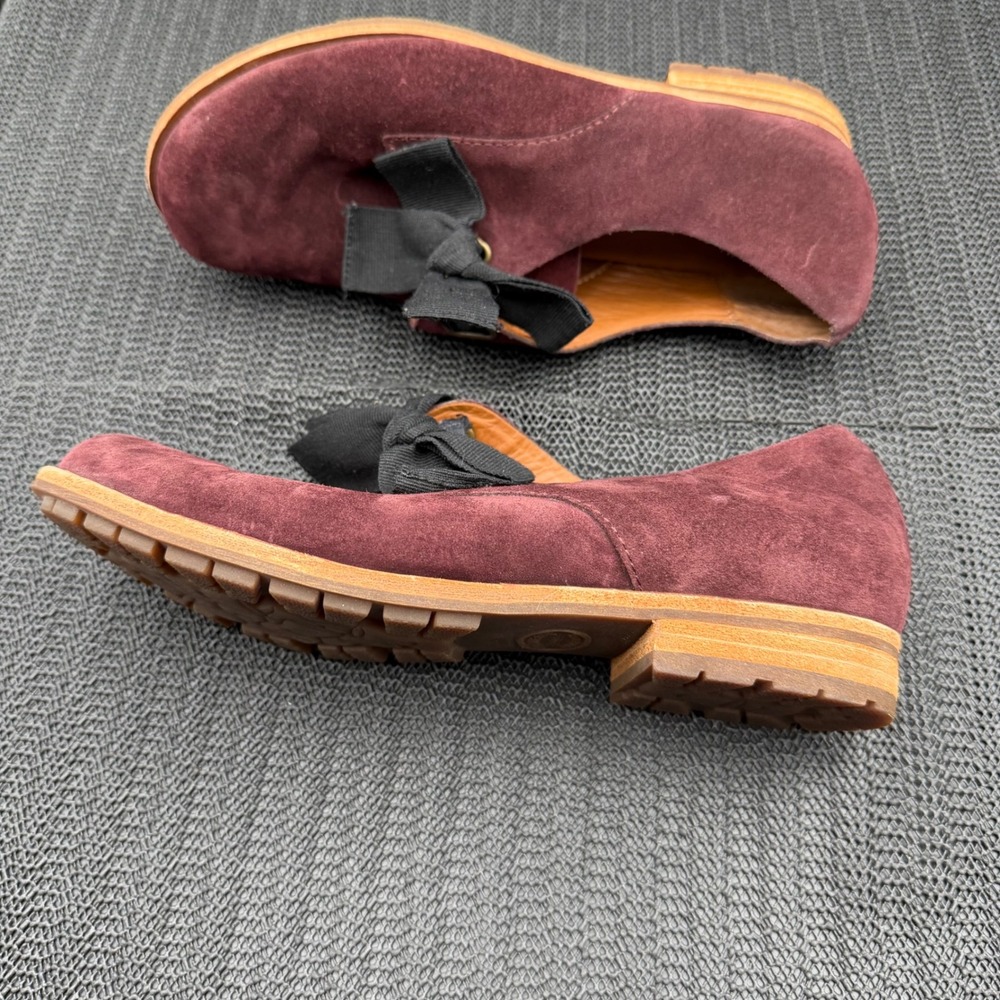 Kork-Ease Burgundy Suede Ribbon Bow Oxfords K54747 Wine Flats Womens 8M - Picture 10 of 10